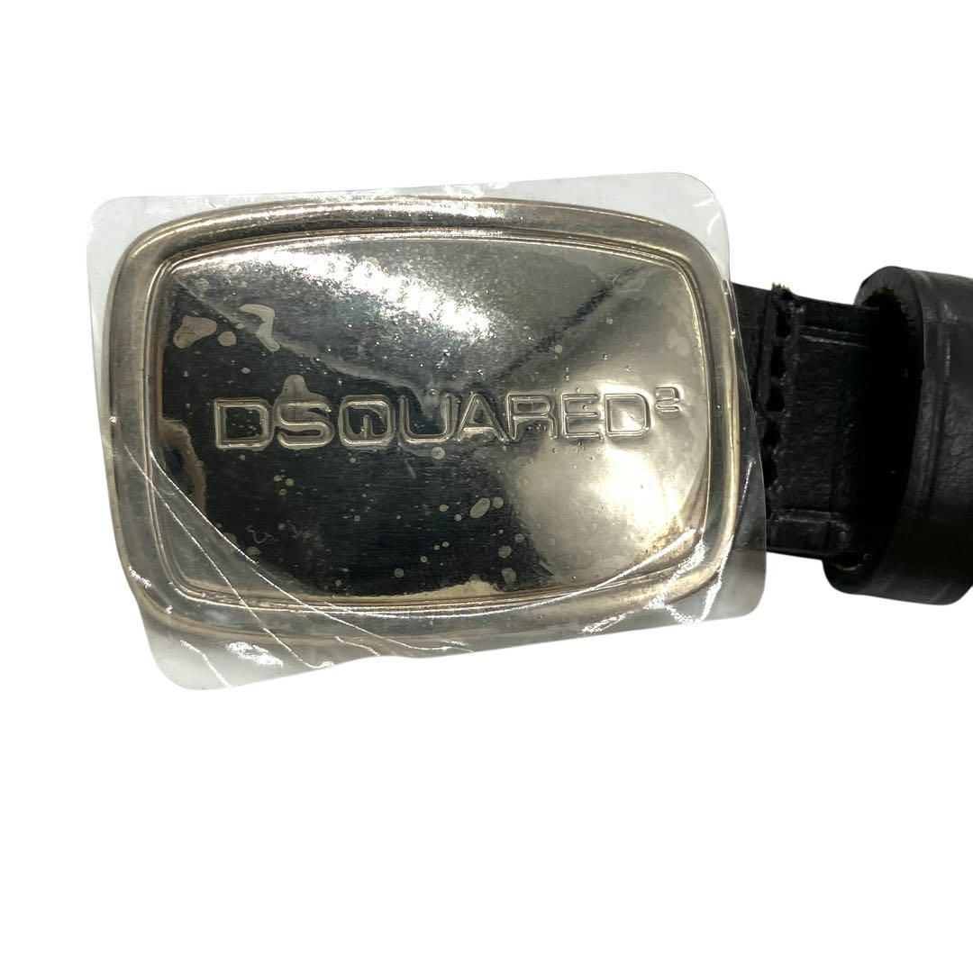 未使用 2149 DSQUARED2 ベルト レザー シルバーバックル 黒