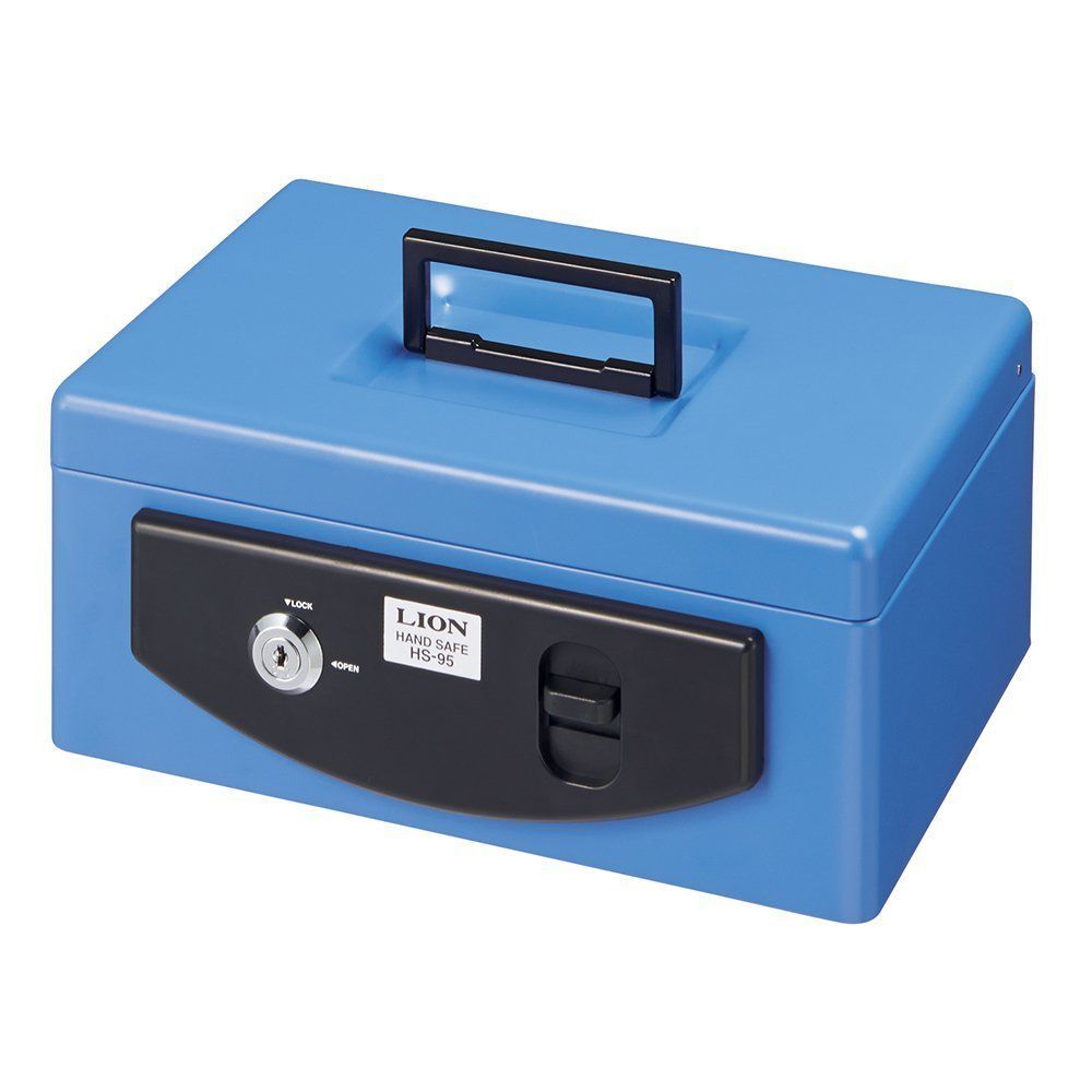 SSサイズ(レバー) ライオン事務器 手提金庫 SSサイズ A5判以下収納サイズ HS-95 ブルー