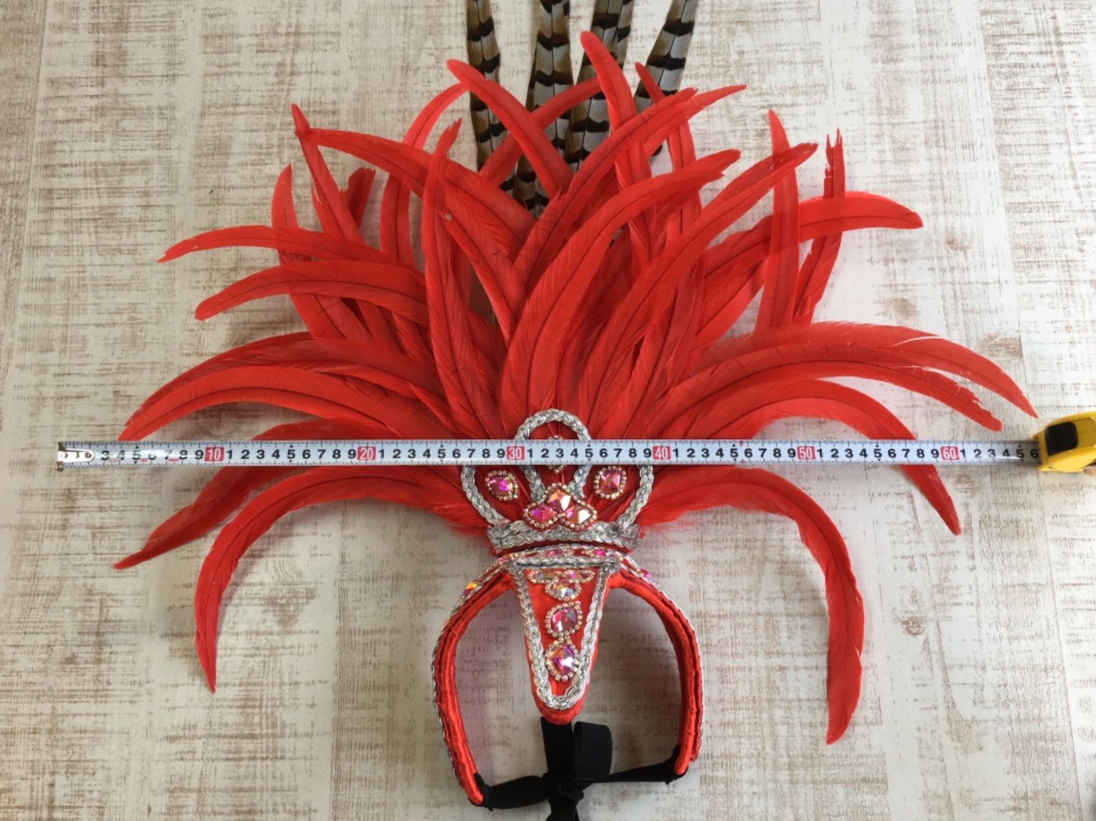 サンバ衣装 頭飾り ヘッドドレス カベッサ 軽量タイプレッド