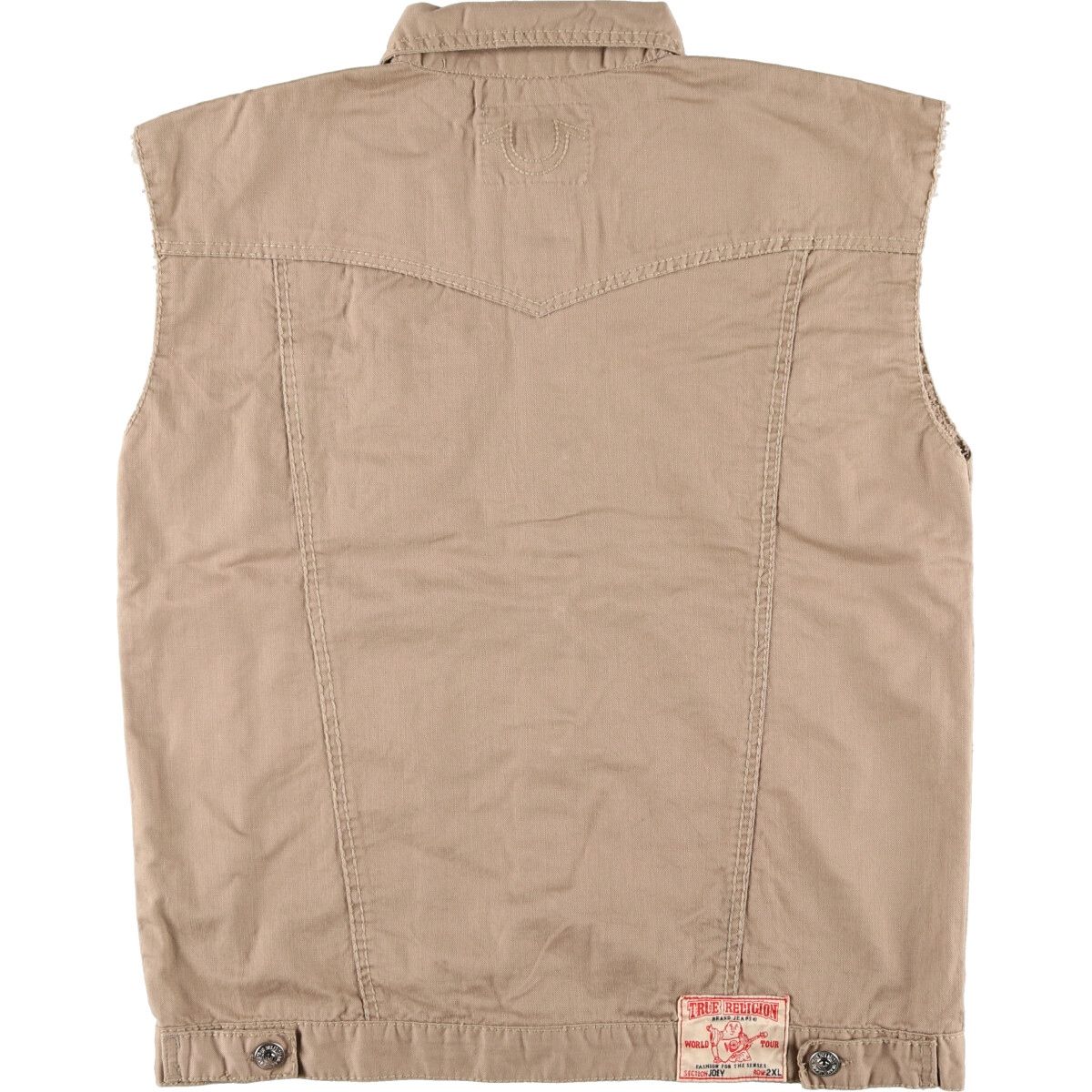 古着 TRUE RELIGION カットオフ デニムベスト USA製 メンズXXL相当/eaa481163