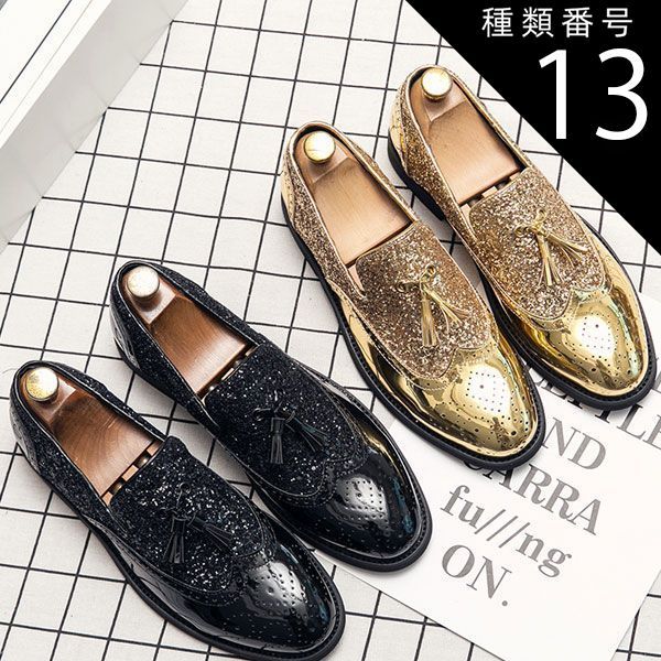 種類13：ゴールド/24.5cm ビジネスシューズ メンズ ウィング