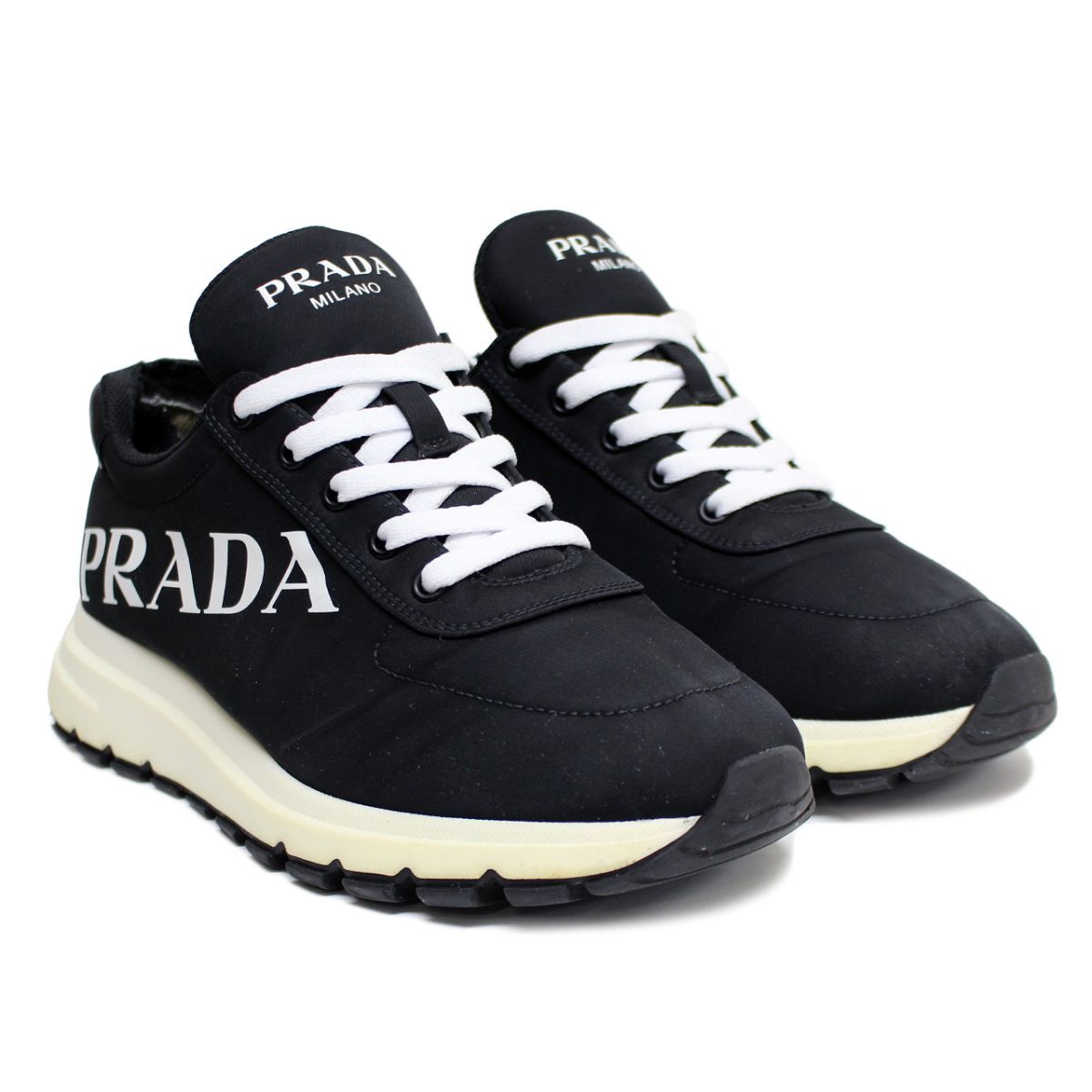 送料無料 PRADA プラダ 中古 2EG 363 ナイロン ロゴ スニーカー size 7 