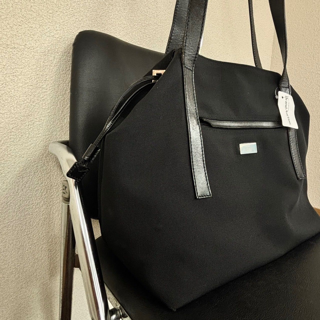 GUCCI グッチ　トートバッグ　A4可　キャンバス　ブラック　I999 GUCCI グッチ トートバッグ キャンバス レザー 黒 999肩掛け可