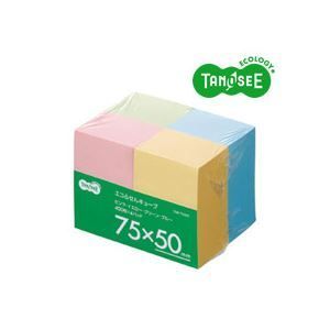 まとめ TANOSEE エコふせん キューブ 400枚混色 75×50mm 4冊入×5パック