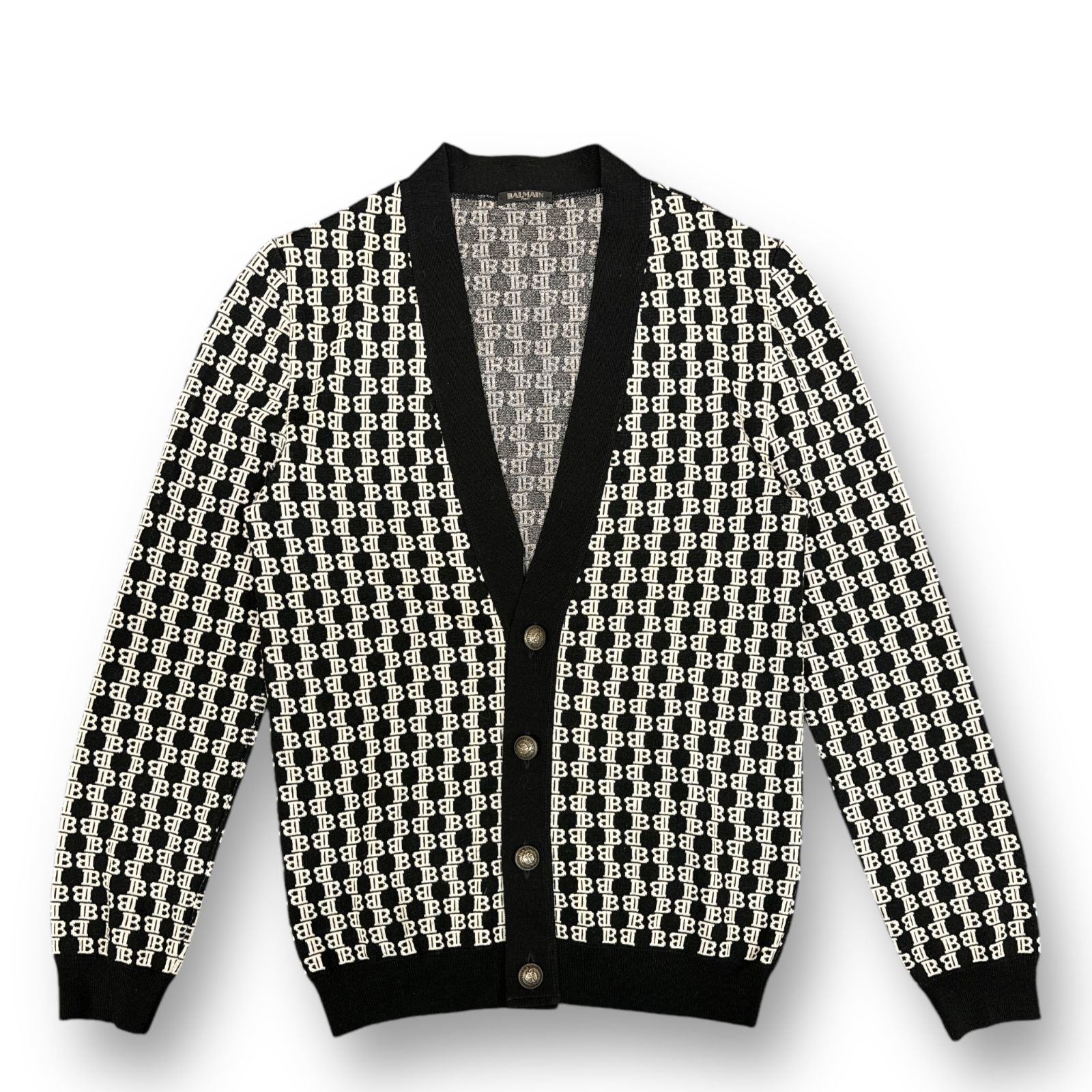 BALMAIN バルマン サイズ S ロゴデザインクルーネックニット おぞ 