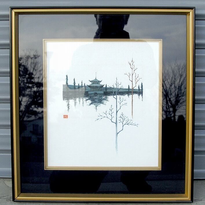 Amazon.co.jp: 絵画 作者不詳 サイン有 日本画（色紙） 竹 逸品