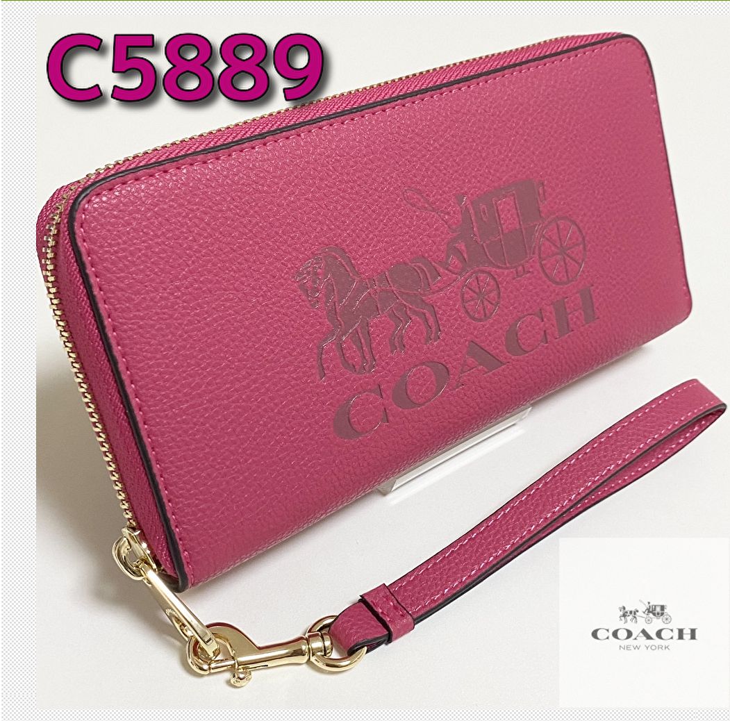 【COACH 新品】コーチ長財布 ホース アンド キャリッジ C5889 ピンク