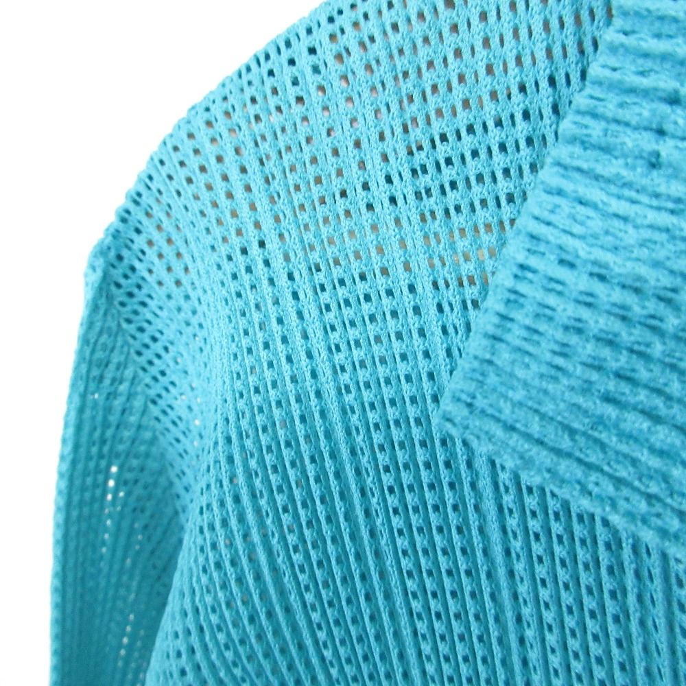美品♡プリーツプリーズイッセイミヤケ/メッシュプリーツカーディガン/ブルー/3 美品 PLEATS PLEASE ISSEY MIYAKE プリーツプリーズ イッセイ