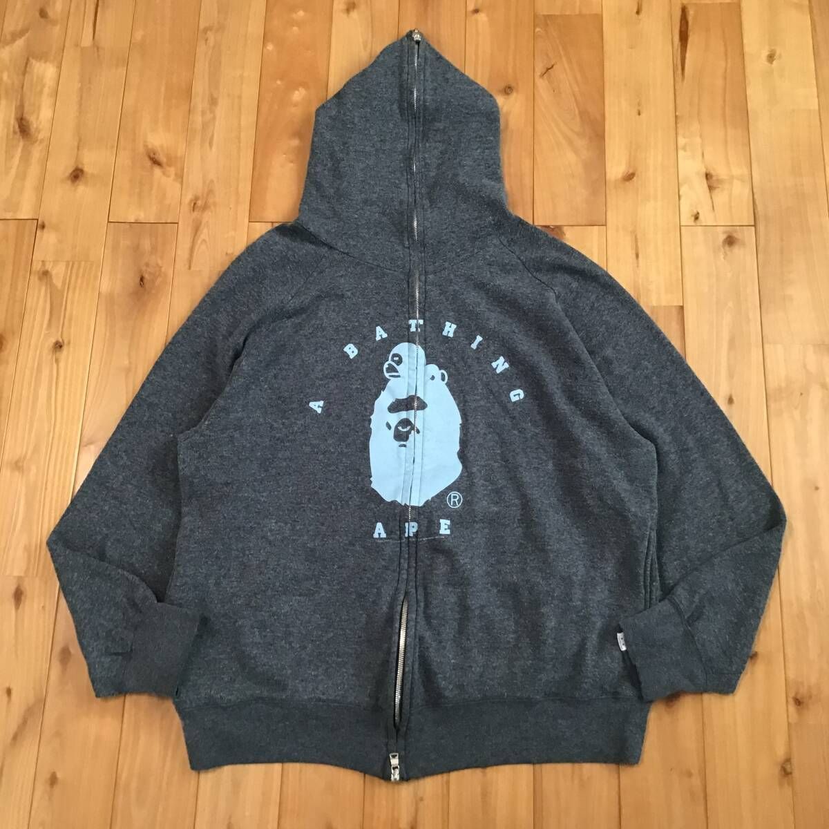 マイロ カレッジロゴ パーカー Lサイズ グレー a bathing ape BAPE college logo full zip hoodie MILO エイプ ベイプ NIGO