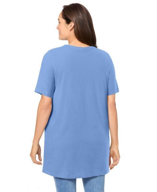 ウーマン ウィズイン レディース Tシャツ トップス Woman Within Women's Plus Size 7-day Layer-look Elbow-sleeve Tee 送料無料 ウーマン ウィズイン レディース シャツ トップス Plus