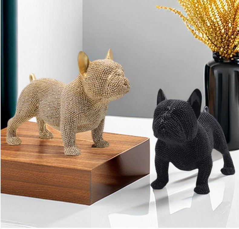 ブルドッグ 置物 飾り ゴールドビーズ ブルドッグ 置物 飾り ゴールドビーズ