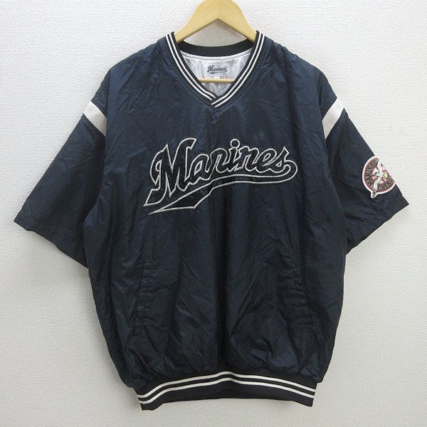 H■千葉ロッテマリーンズ/Chiba Lotte Marines ファンクラブ限定 バッティングジャージ【F】濃紺/MENS■61【中古】