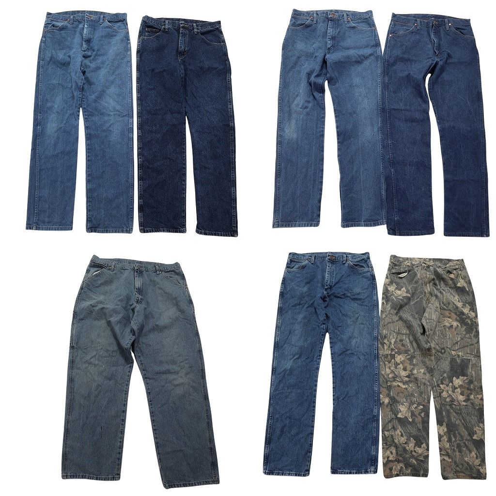 古着卸 Wrangler ラングラー デニム パンツ 7枚セット メンズ W36 |W35 インディゴブルー リアルツリー柄 古着 NA5872