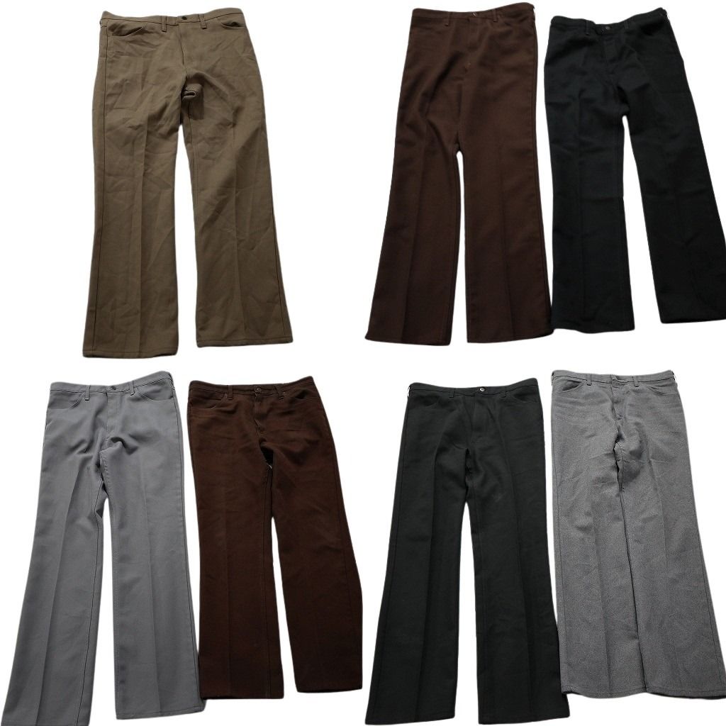古着卸 まとめ売り Wrangler ラングラー ランチャー パンツ 7枚セット (メンズ 38 /36 ) スラックス フレア ブラック 中古 古着 MY9852