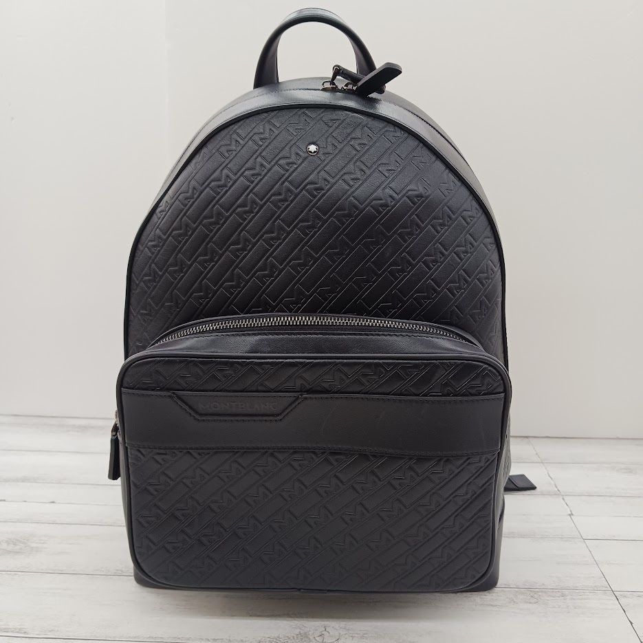 MONTBLANC M gram Black Leather Embossed Logo Backpack モンブラン バックパック ブラック エムグラム レザー