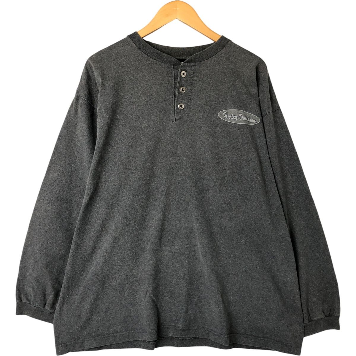 古着 ハーレーダビッドソン Harley-Davidson ヘンリーネック バックプリント ロングTシャツ ロンT メンズXL相当|eaa542478