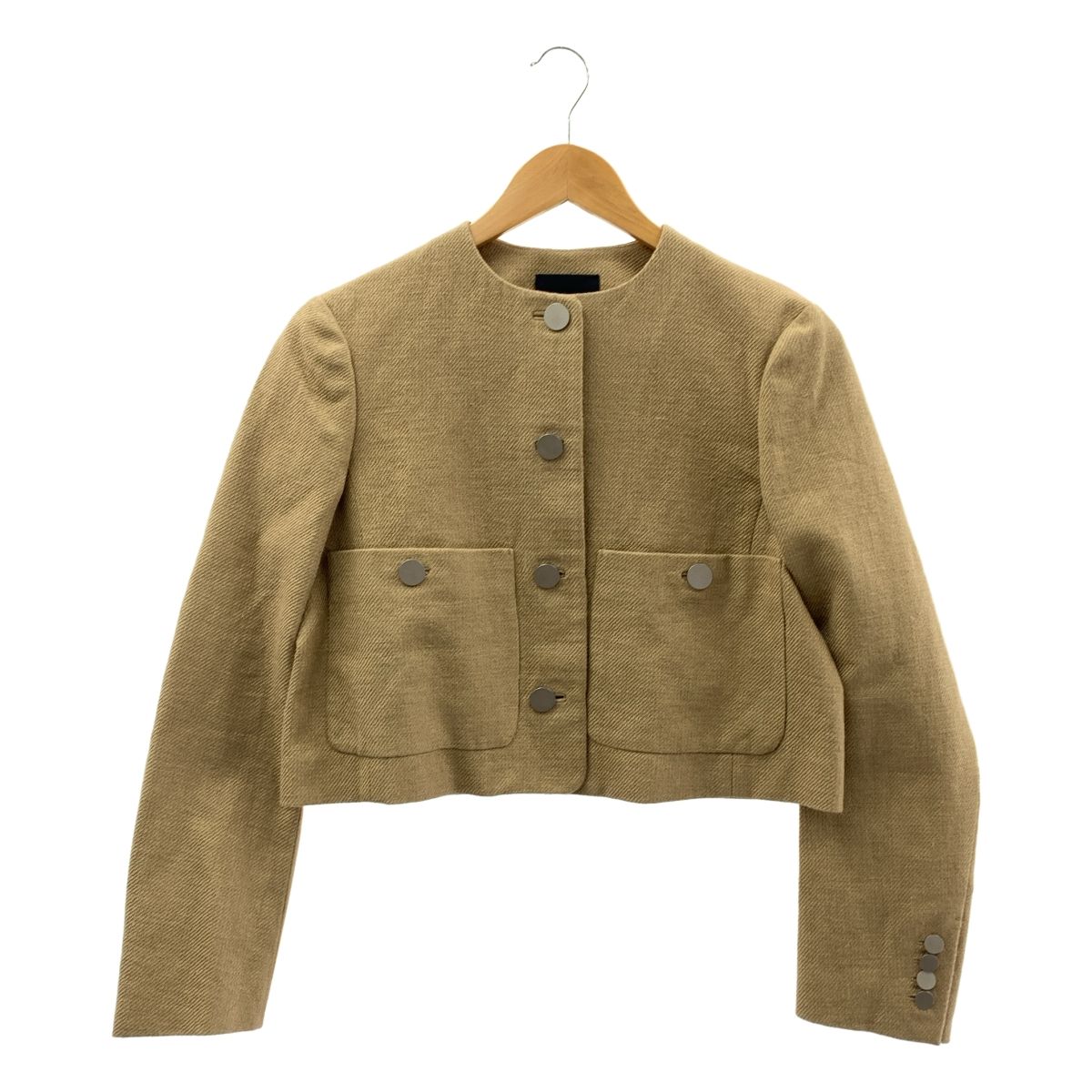 BOWTE | バウト | DOUBLE CLOTH SHORT JACKET | ノーカラー シングル ジャケット | 0 | ベージュ | レディース
