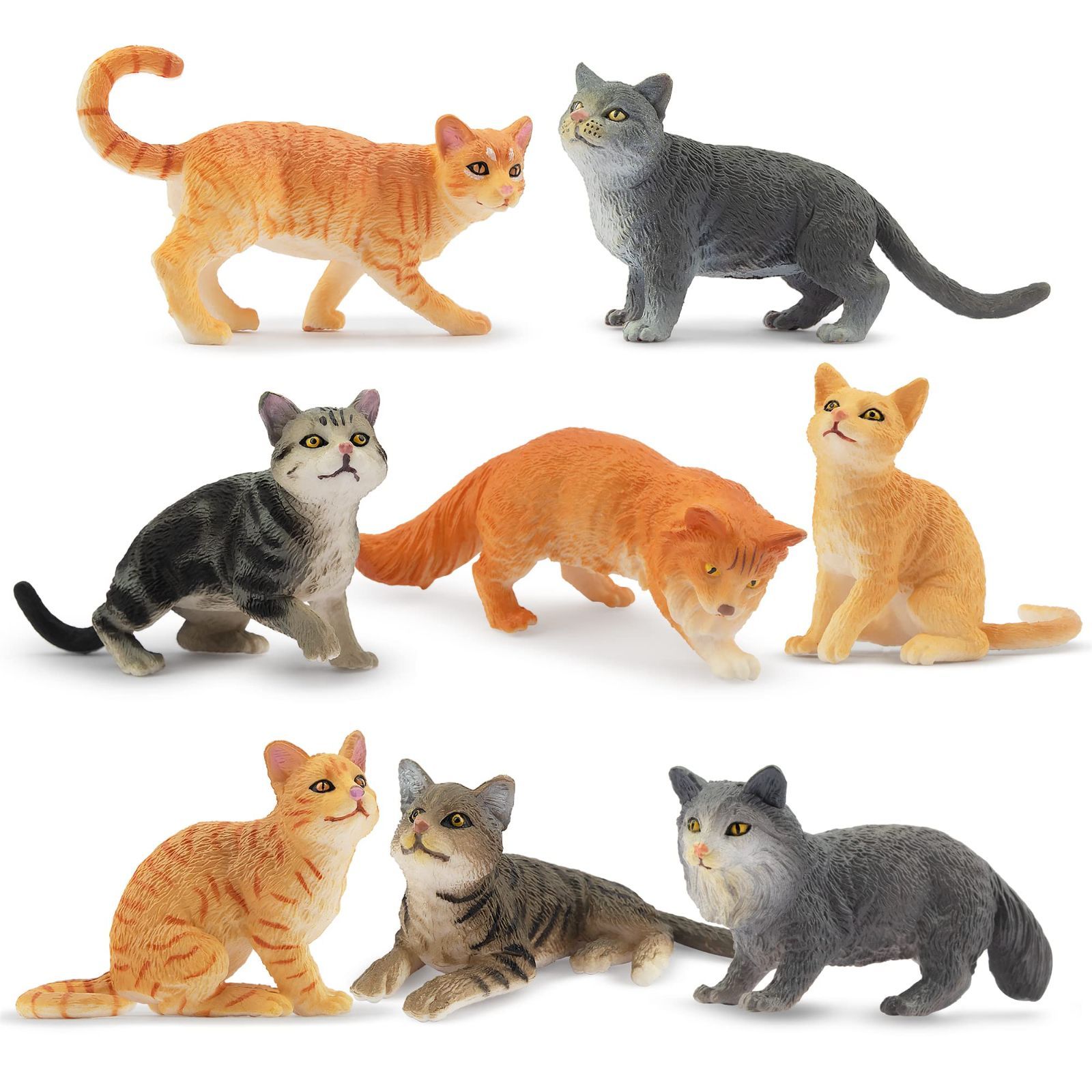 在庫処分】かわいい猫 8匹入 動物フィギュア リアルな動物模型