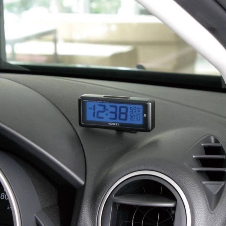 【アウトレット】NAPOLEX ナポレックス 電波時計 カー用品 時計 デジタル ラジオコントロール LEDバックライト付 ドライブ 取り付け簡単 車用 車載 日本全域対応 カレンダー表示付 電池 FIZZ-940 thumbnail 2
