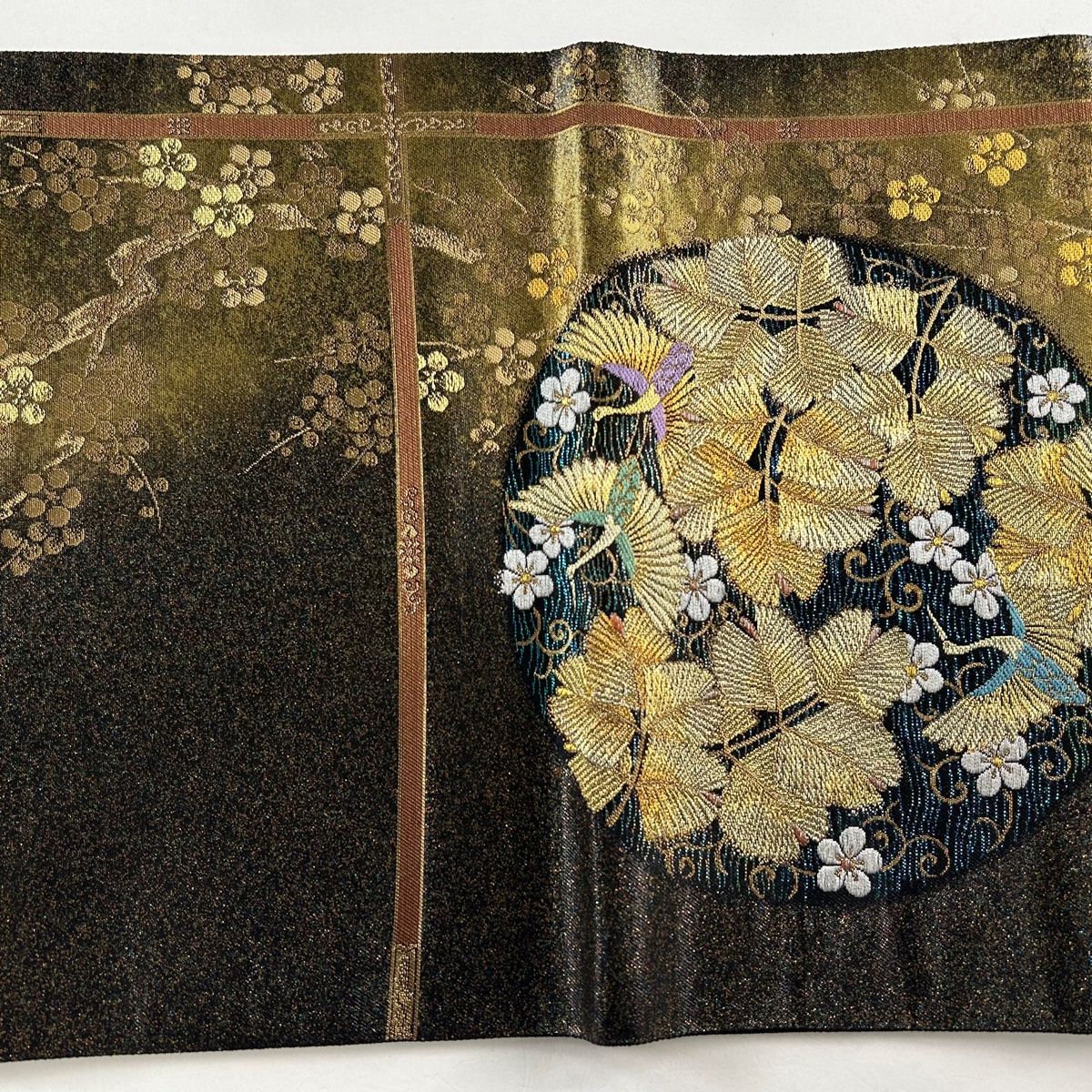中古美品 袋帯 鶴 中古】 袋帯 礼装用 リサイクル レディース 正絹 ゴールド