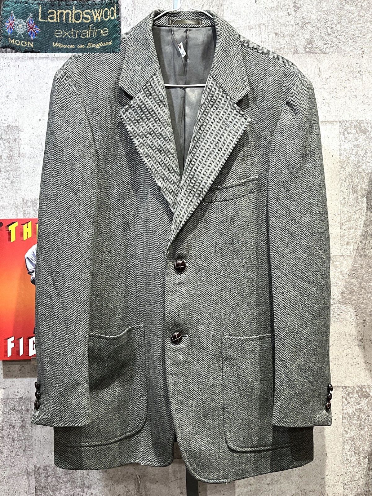 美品 KADET 英国老舗 MOON ラムズウール ヘリンボーン テーラード 
