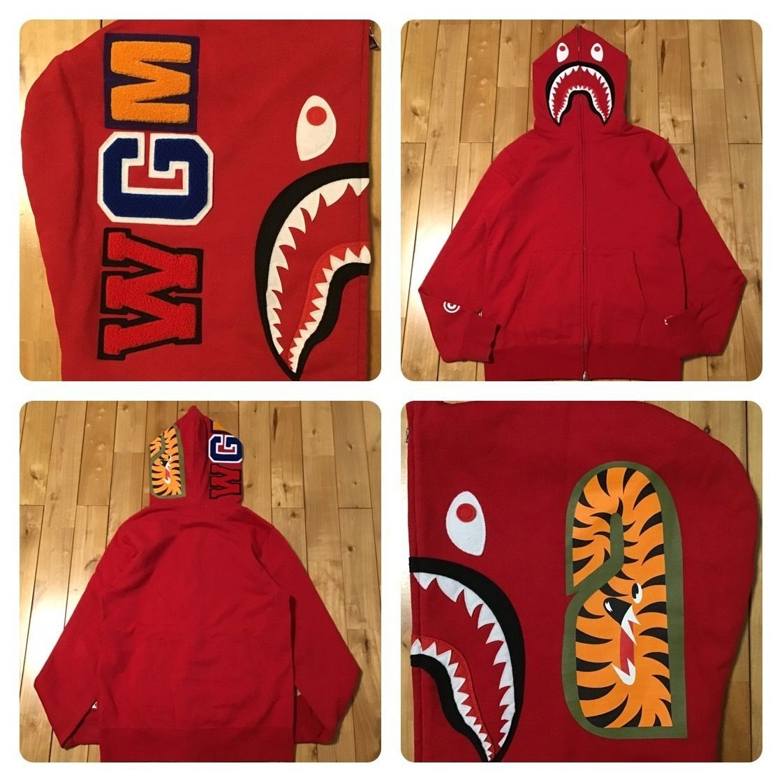 WGM シャーク パーカー Lサイズ Red shark full zip hoodie a bathing 