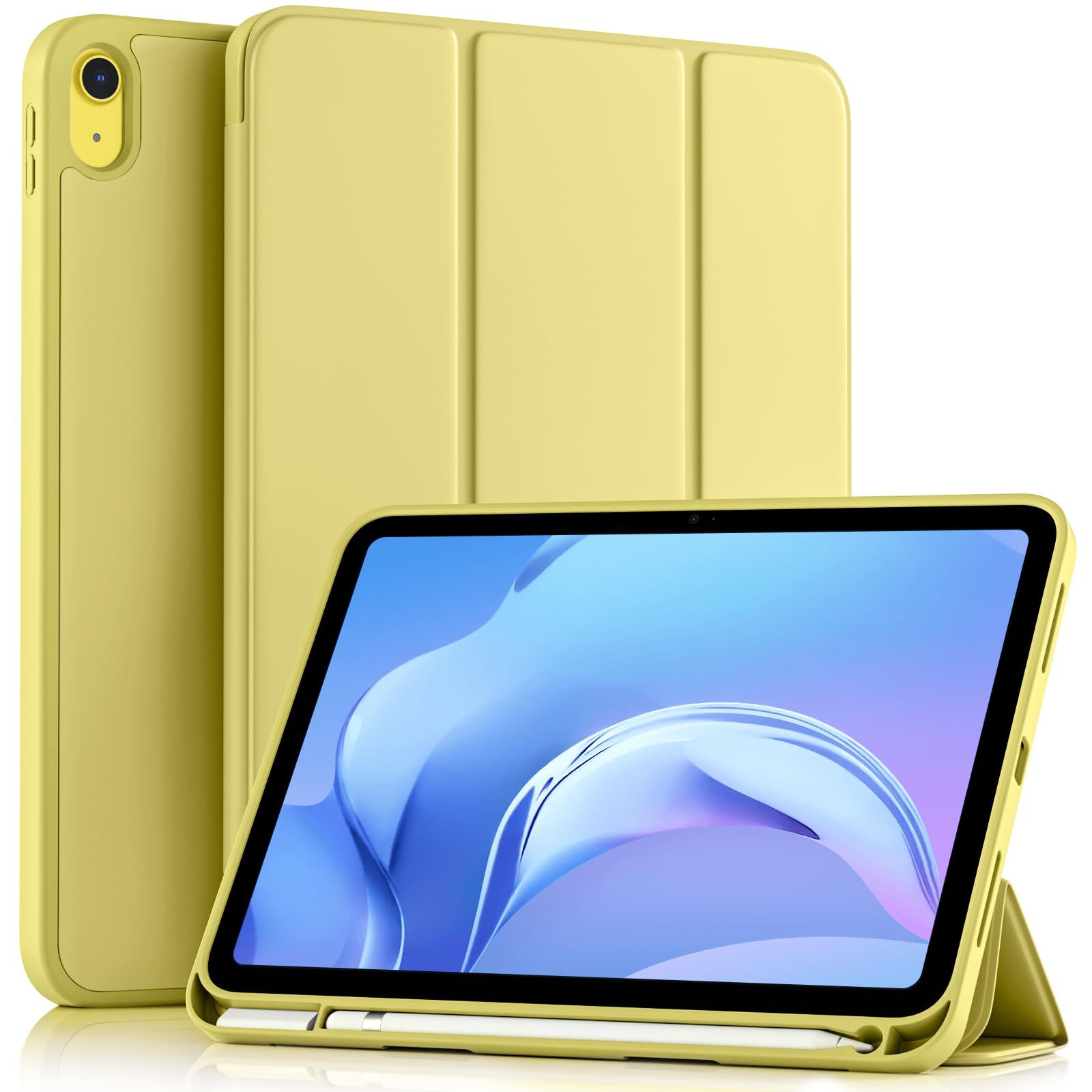 軽量 オートスリープ機能対応 軽薄 カバー 対応iPad 対応iPad 第10世代 第10世代 対応iPad ケース ケース ケース 第10世代専用 ペンシル収納ホルダー付き 耐衝撃 三つ折りスタンド 10.9インチ対応iP