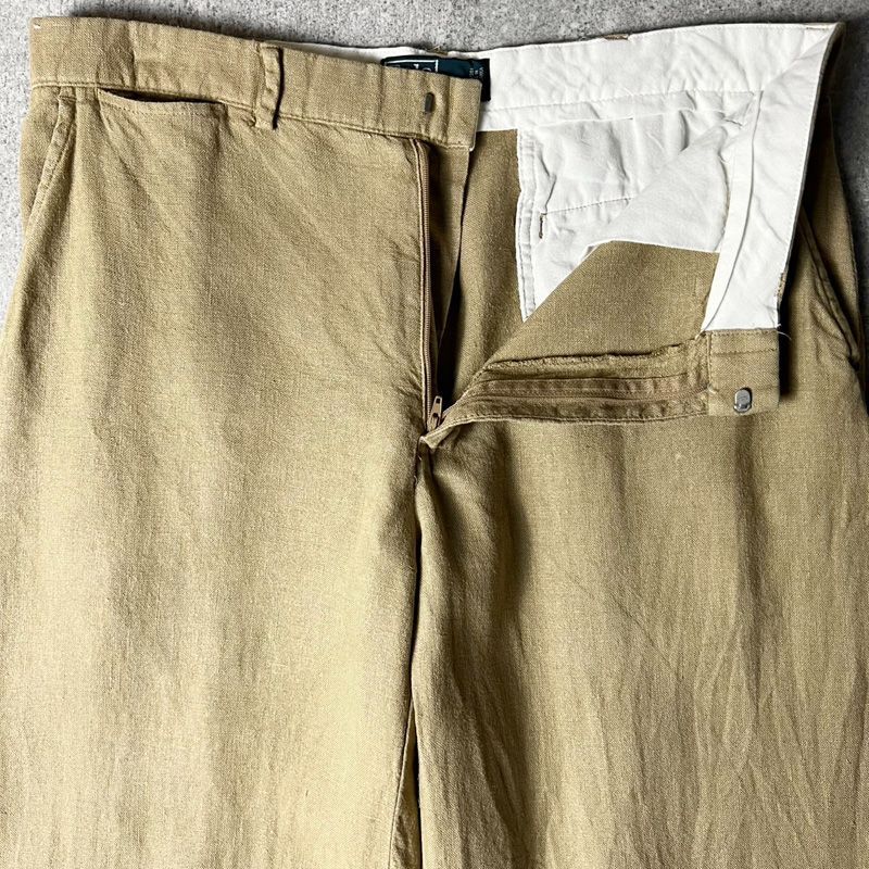 K*Y様 90s ラルフローレン　リネンコットンパンツ　ベージュ　36 上質】Ralph Lauren ラルフローレン コットンリネンパンツ
