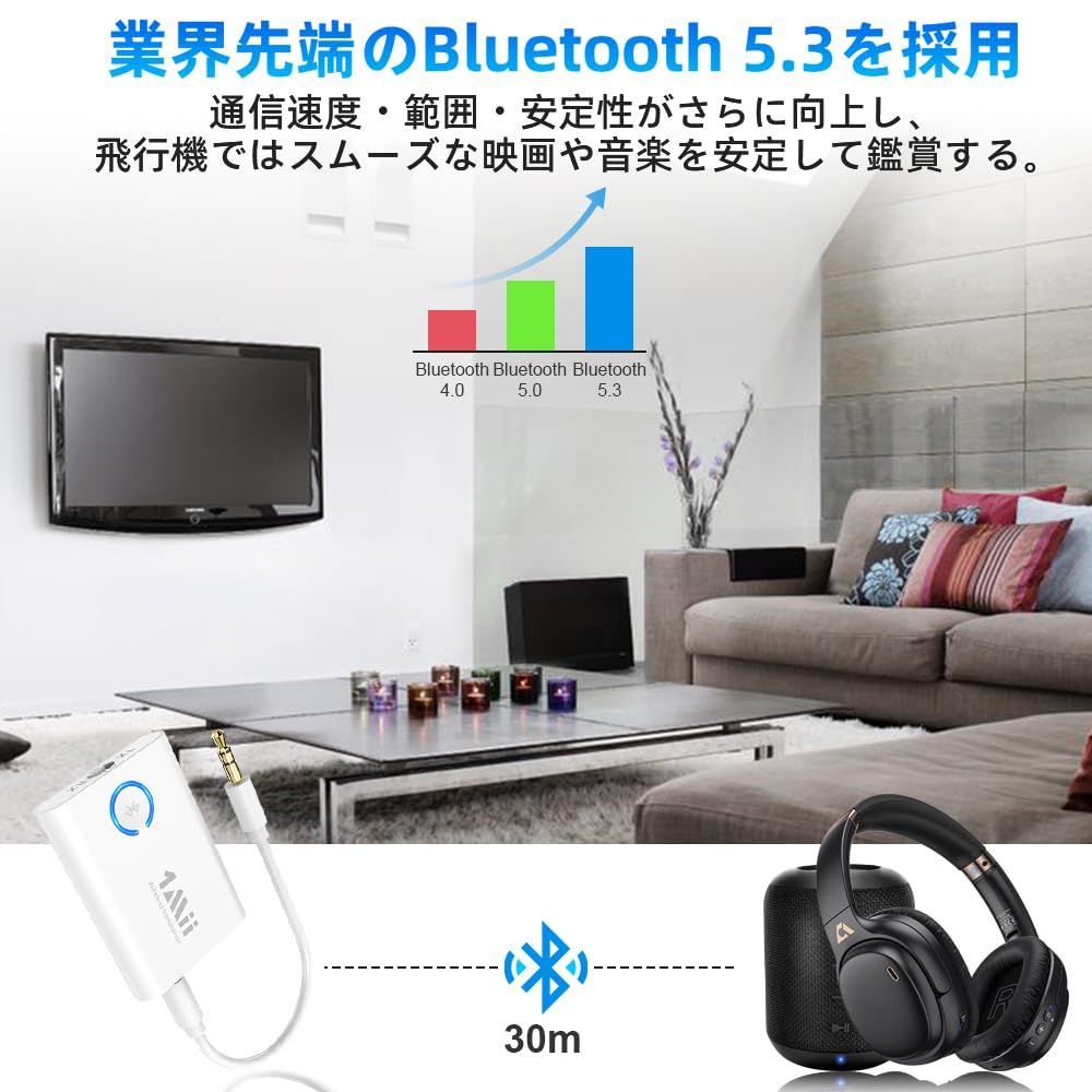 人気商品】1Mii Bluetooth 5.3 トランスミッター レシーバー テレビ