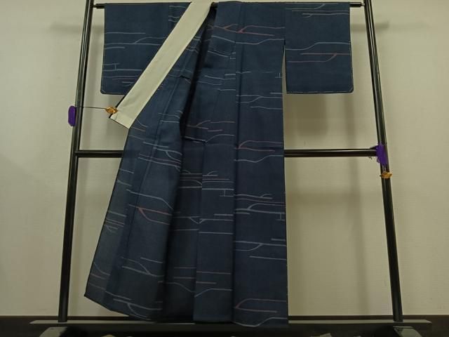 平和屋着物▽本塩沢 単衣 笹竹文 正絹 逸品 未使用 CAAW1371xi