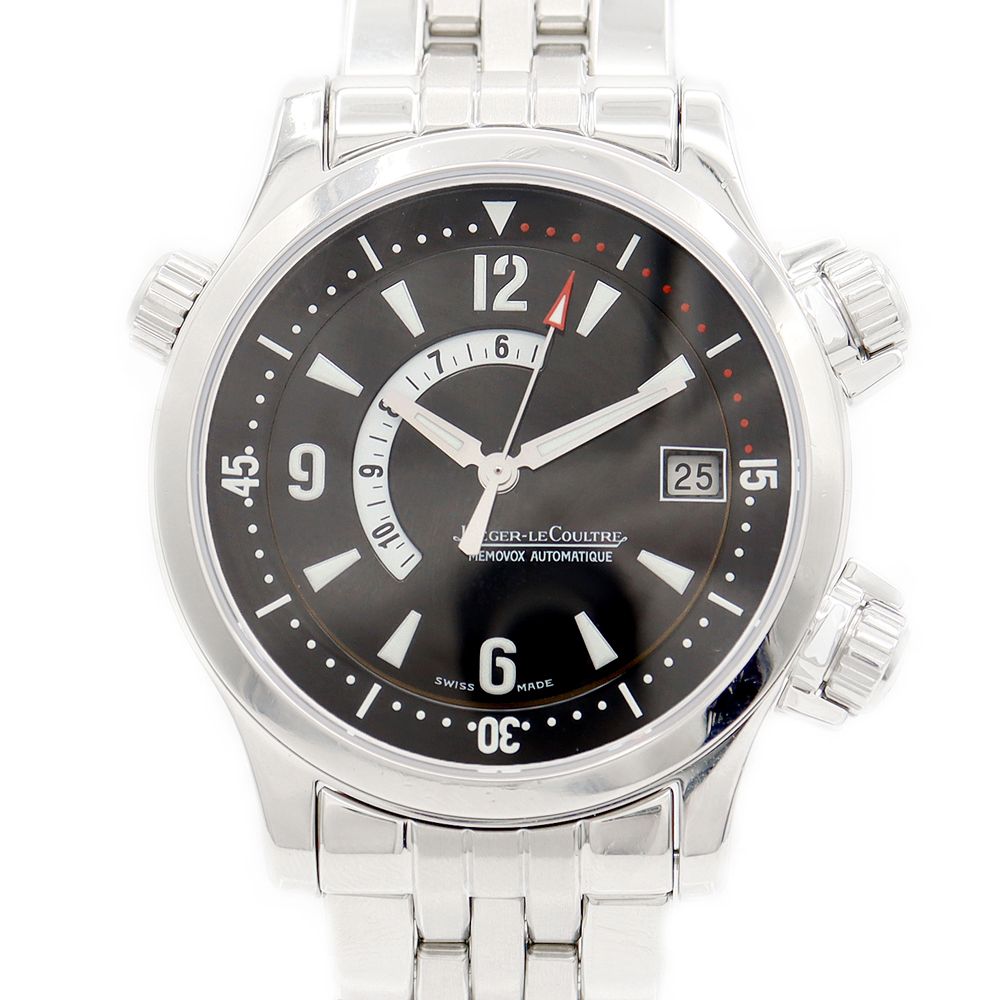 JAEGER LECOULTRE ジャガールクルト マスター コンプレッサー メモボックス 146.8.97 Q1708170 100m防水 デイト 黒 ブラック SS ステンレス メンズ 自動巻き【6ヶ月保証】【腕時計】【中古】