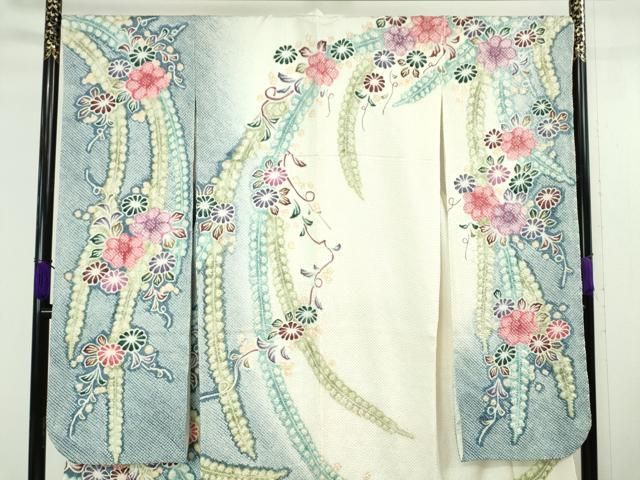 唯一無二！　新品同様　きぬたや　振袖　落款あり　正絹　総絞り　長襦袢とのセット 平和屋本店□極上 名門 藤娘きぬたや・総絞り 振袖・長襦袢(無双仕立て