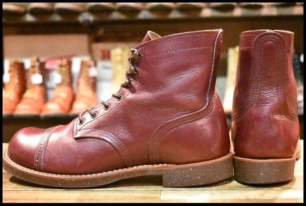 【箱付 DEAD 半円犬タグ】レッドウィング 899 ビブラム ロング アイリッシュセッター ブーツ 赤茶 プレーントゥ 8.5D redwing HOPESMORE 8D 良品 旧半円犬タグ 93年4月刻印レッドウィング 899 ロング