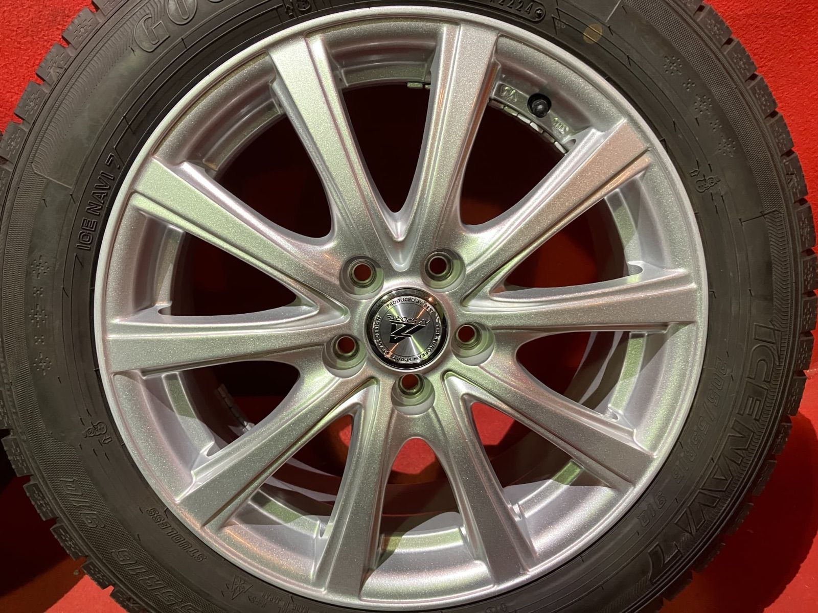 スタッドレスタイヤホイールセット 205|55R16 GOODYEAR ICE NAVI7 16x6.5 50 100|5H 社外 AZ SPORT 4本SET