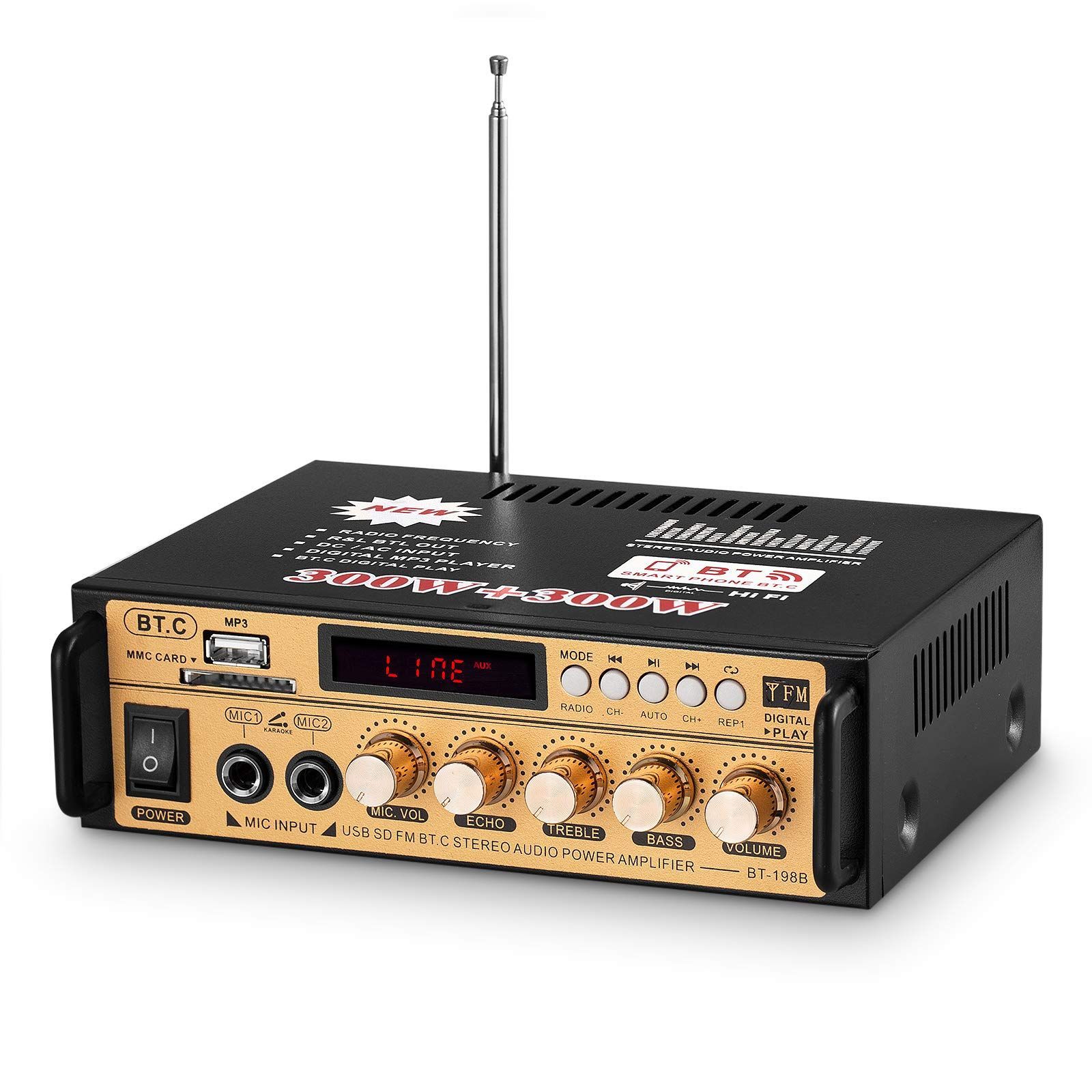 【在庫処分】SD/USB MIC オーディオアンプ 音楽プレーヤー ホーム/カー ステレオ デジタルアンプ Bluetooth ラッキー