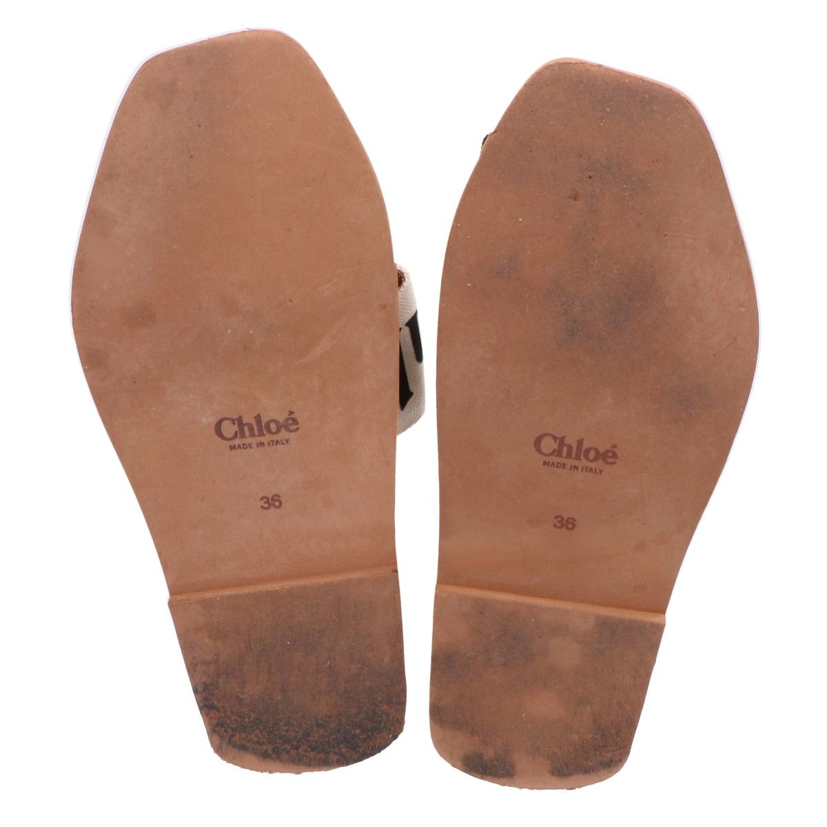 Chloé WOODY フラットサンダル36 Chloe (クロエ) Woody ロゴ入りフラットミュール Blushy Beige