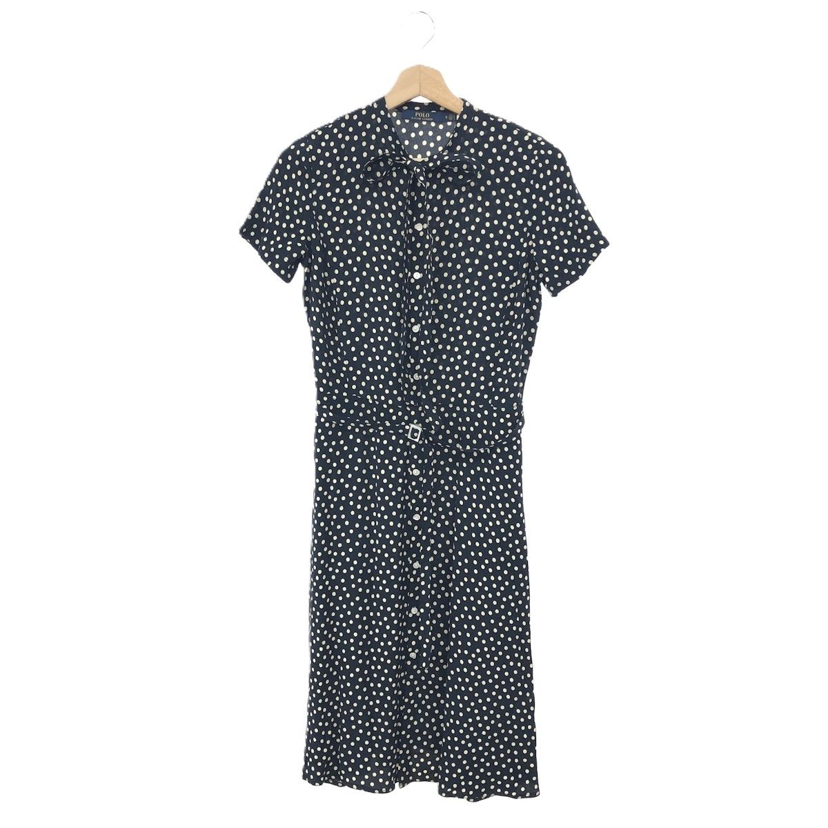 ラルフローレン ワンピース ドット ブラック 黒 半袖 新品》ポロラルフ