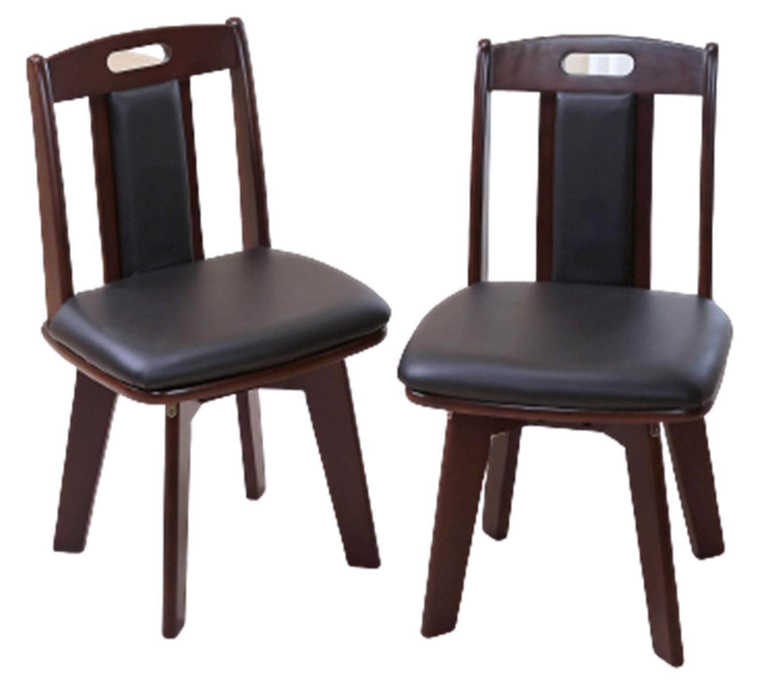 新着商品 簡単組立 クッション付き 幅44×奥行47.5×高さ78.5cm|座面高42cm ダークブラウン 2脚組 天然木ダイニング回転チェア ビータ Vita