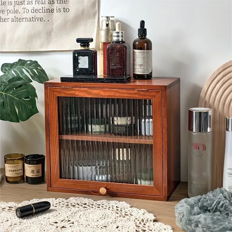 飾り棚、木製ラック ブラウン 2段 1引き出し キャビネット レトロ