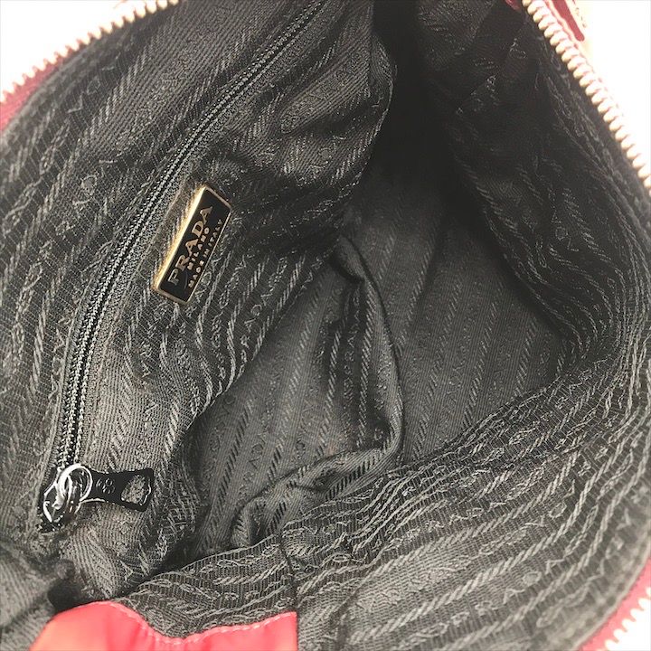 良品 PRADA プラダ テスート ナイロン ロゴプレート チェーン トート ショルダー バッグ 赤 k2654 良品 PRADA プラダ テスート ナイロン ロゴプレート チェーン トート