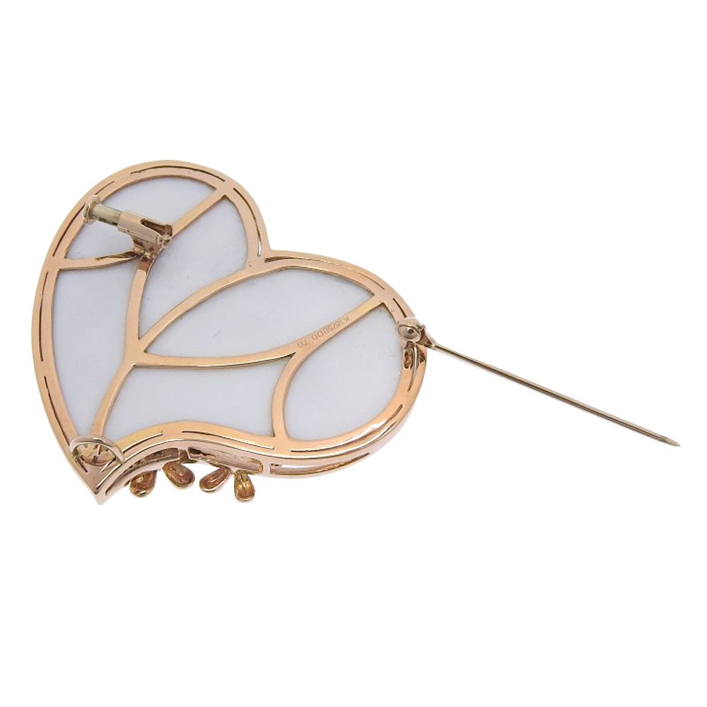 本物保証】 鑑付 新品同様 ハートモチーフ ブローチ 17.0g K18PG  