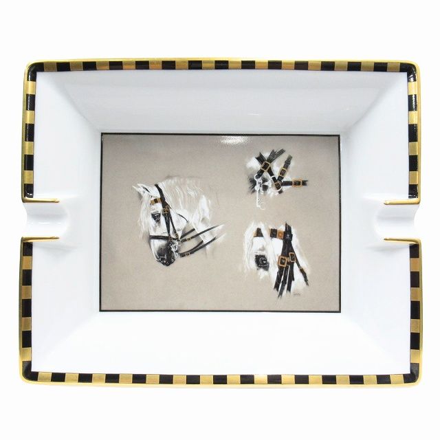 エルメス vintage HERMES ホース 馬 灰皿 ポーセリン 陶磁器 トレイ