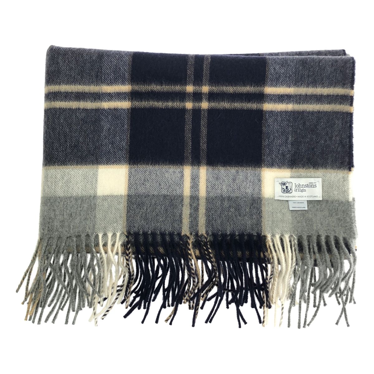 JOSHUA ELLIS ジョシュアエリス カシミヤ 大判 チェック マフラー ネイビー グレー ベージュ レディース