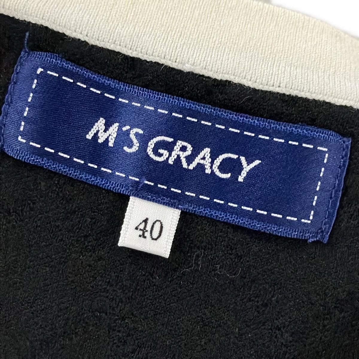 M S GRACY エムズグレイシー カーディガン サイズ40 M レディース - 黒×白 長袖 パール キルティング風 PORTODAVIDE_IT