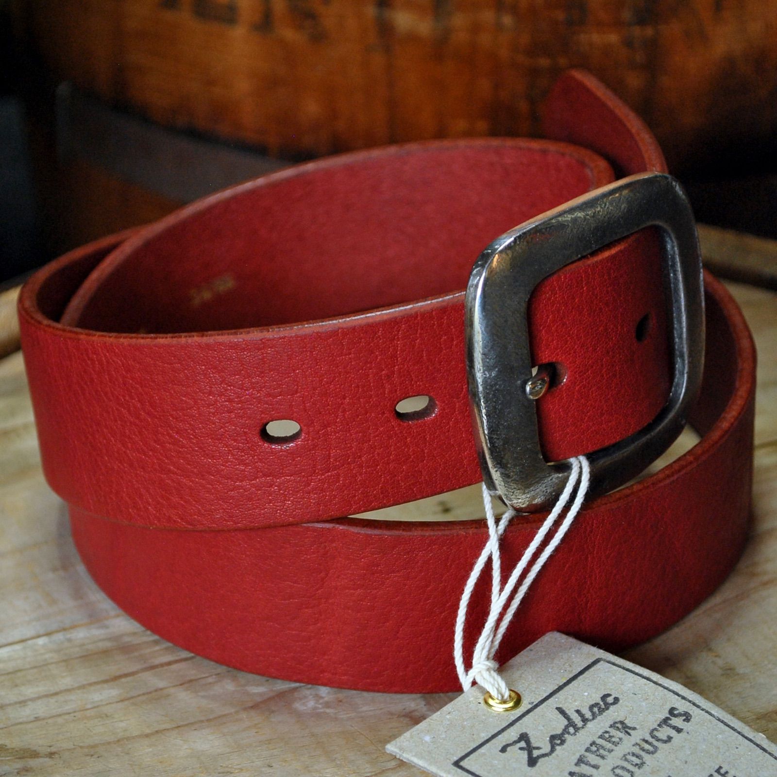 zodiacレザーベルト【レッド RED】30・32・34・36・38インチ