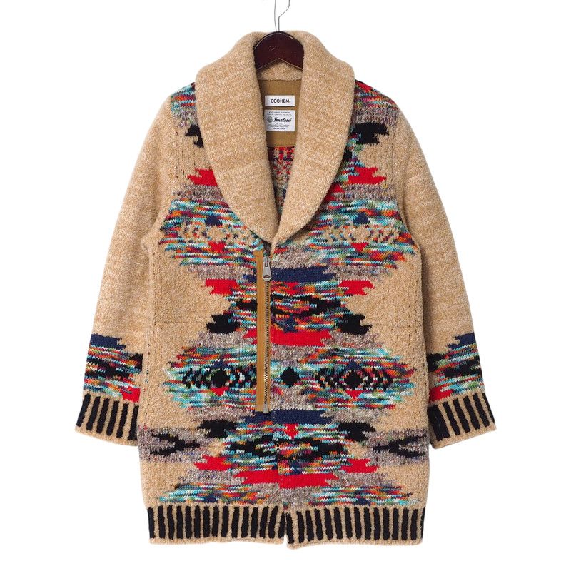 定価10万★未使用★COOHEMコーヘン　ネイティブジャガードニットコート 定価10万☆未使用☆COOHEMコーヘンネイティブジャガードニットコート