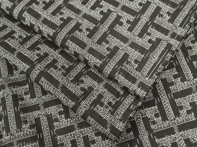 平和屋着物○上質なお召 横段吉祥文 正絹 逸品 CAAU2521yc