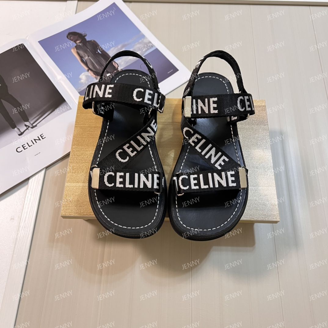 CELINE セリーヌ レディース サンダル レオ ストラッピーサンダル  ブラック