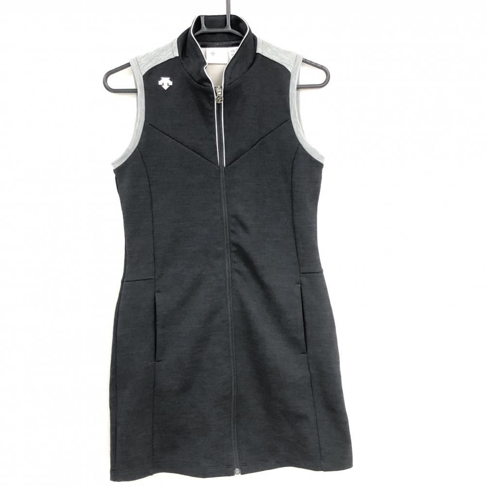美品【デサント】ジャージー ノースリーブ ゴルフ ワンピース 撥水 M 黒×赤 美品】デサント ノースリーブワンピース 美品 デサントゴルフ DESCENTE