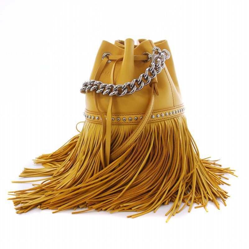 【J&Mデヴィッドソン2WAYバッグ】ショルダーイエロー黄色フリンジチェーン J&Mデヴィッドソン2WAYバッグ】ショルダーイエロー黄色フリンジチェーン